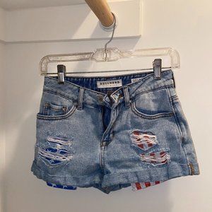Jean Shorts with U.S. Flag Pocket Detail